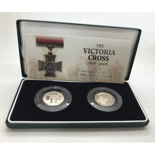 413 - The Victoria Cross Fifty Pence two coin set, 2006, cased with certificate.