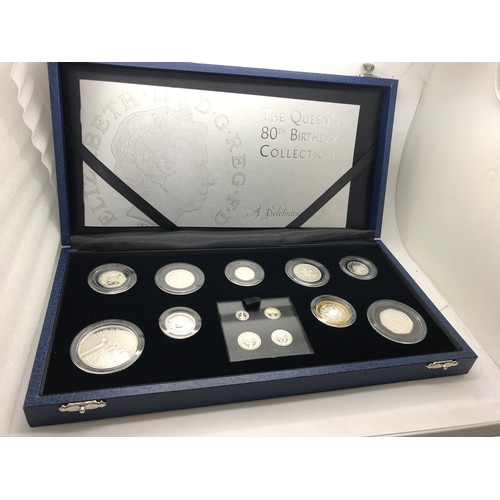 414 - The 2006 Silver Proof Queens 80th Birthday Collection, 1p to £5 with Maundy money. In Original Case ... 