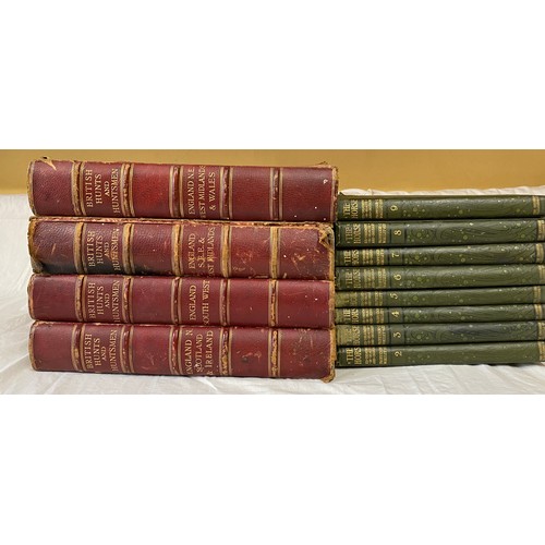 635 - Set of four large, red leather bound, books entitled 