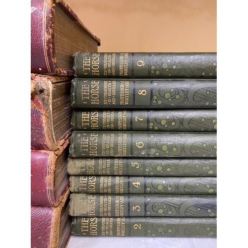 635 - Set of four large, red leather bound, books entitled 