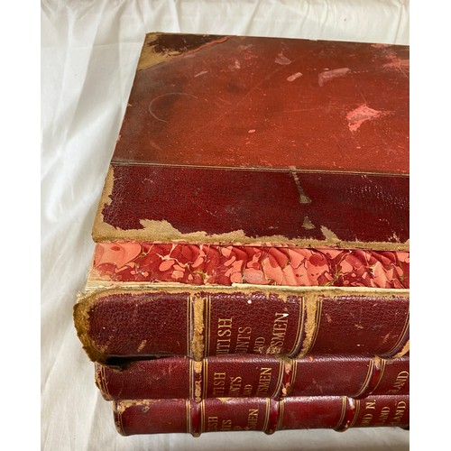 635 - Set of four large, red leather bound, books entitled 