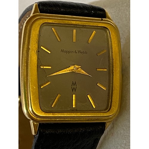 615 - 18ct gold Mappin & Webb Gentleman's Wrist Watch with baton markers to face.