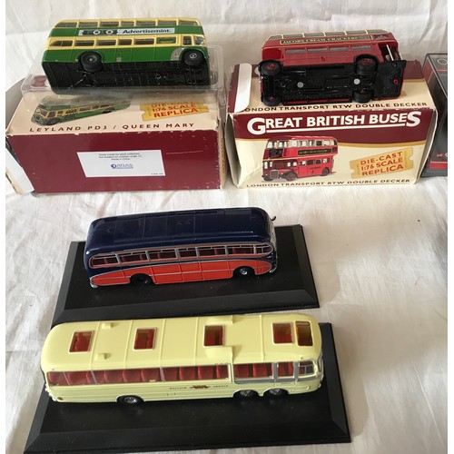 663 - Diecast model vehicles collection, Double Decker buses and coaches, boxed and unboxed, selection of ... 