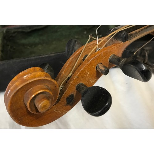 765 - A Stradivarius copy violin with bow and case, label to interior, 56 cm l.