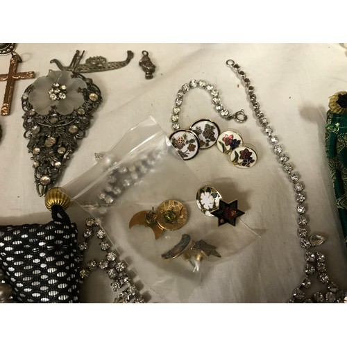 329 - A selection of costume jewellery to include necklaces, bangles, gold plate and silver plate, earring... 