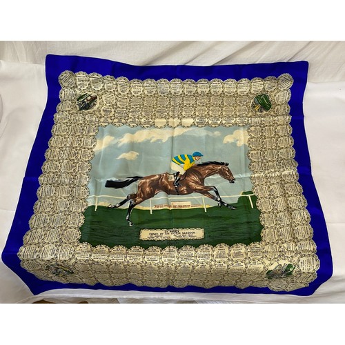 467 - Horse Racing Interest: A 'Winners of the Derby from the Commencement in 1780' silk scarf, with a dep... 