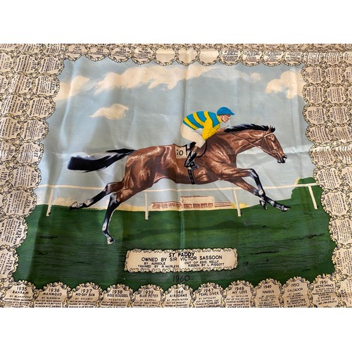 467 - Horse Racing Interest: A 'Winners of the Derby from the Commencement in 1780' silk scarf, with a dep... 