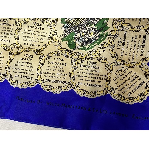 467 - Horse Racing Interest: A 'Winners of the Derby from the Commencement in 1780' silk scarf, with a dep... 