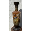 A tall 19thC glazed vase depicting kingfisher and floral decoration. 77cm h.