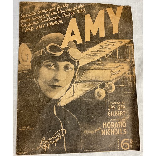 851 - Amy Johnson sheet music, specially composed for the Homecomins of the Heroine of the England-Austral... 