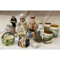 A selection of ceramics to include Toby jugs tallest with lid 28cm, smallest Devon Tors 12cm, Collar... 
