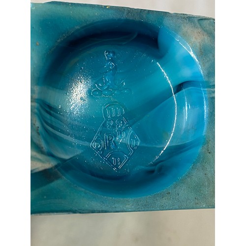 295 - A Collection of Victorian pressed glass to include blue 2 x goblets 15.5cms h, woven basket dish, ma... 