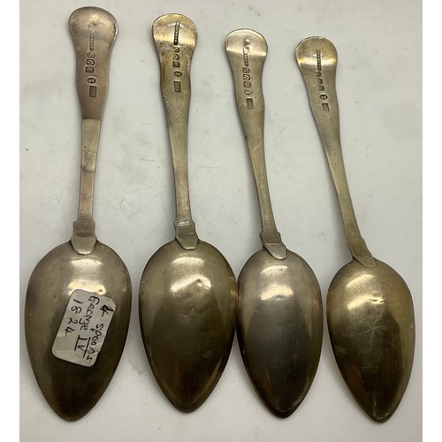 536 - Four silver teaspoons, total weight 70.6gm. Edinburgh 1824, maker T.S.