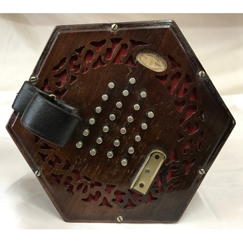 767 - A Barnett Samuel and Sons, 32 Worship Street London 6 sided concertina in original box. Serial numbe... 