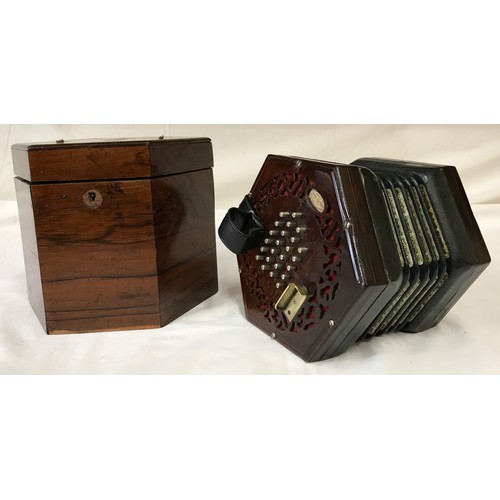 767 - A Barnett Samuel and Sons, 32 Worship Street London 6 sided concertina in original box. Serial numbe... 