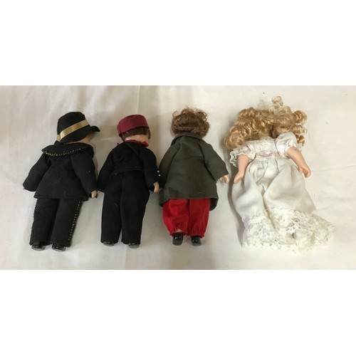 672 - An Armaud Marseille doll approx. 47cm h together with four smaller dolls, 17cm h.