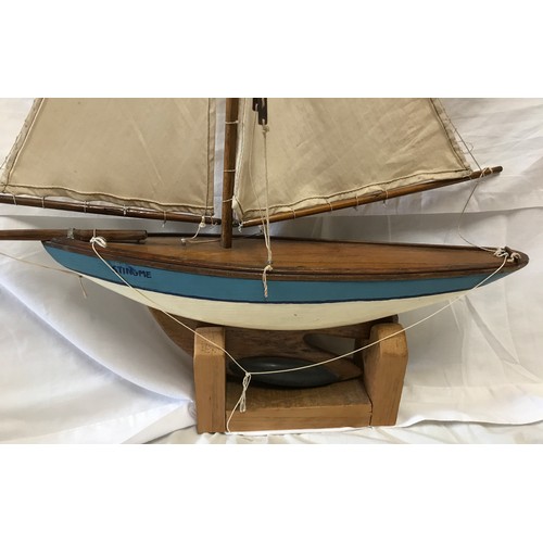 675 - Model wooden pond yacht 