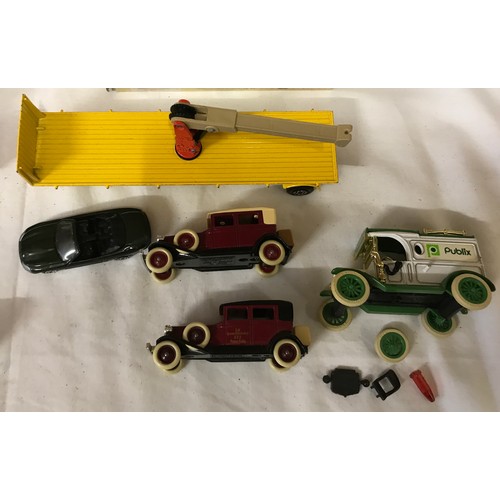 679 - Diecast model vehicles collection, Matchbox trucks, fire engine, cars, 5 Corgi models, one Dinky cra... 