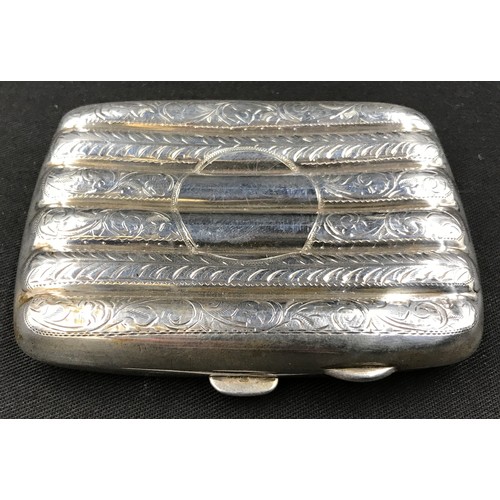 540 - Hallmarked silver 6 section cigarette case, engraved decoration, clear cartouche J G Ltd, Birmingham... 