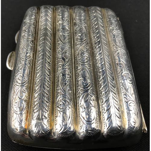 540 - Hallmarked silver 6 section cigarette case, engraved decoration, clear cartouche J G Ltd, Birmingham... 