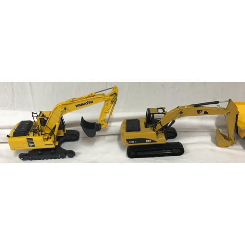 684 - Diecast model construction vehicles collection of nine models, various makes, Komatsu PC210LS excava... 