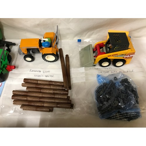 695 - Playmobil construction vehicles to include 6212 Farm Tracker with trailer, 7655 Retro Street Cleaner... 