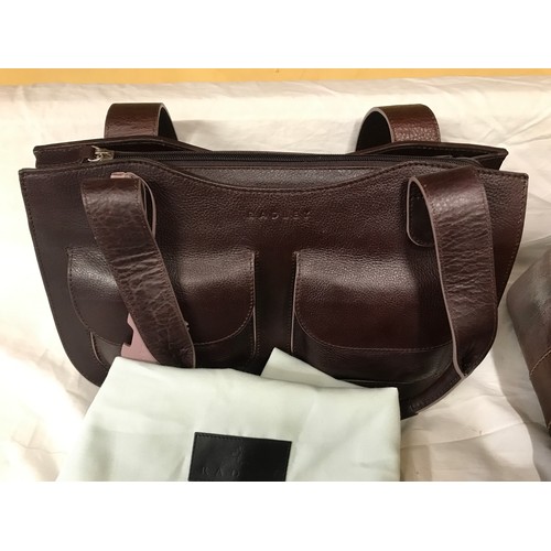 489 - A Radley brown leather handbag, BB leather handbag, The Bridge large brown leather bag and a Mulberr... 