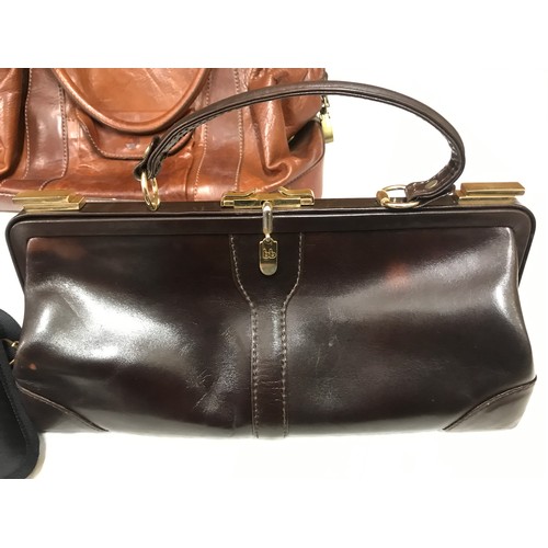 489 - A Radley brown leather handbag, BB leather handbag, The Bridge large brown leather bag and a Mulberr... 