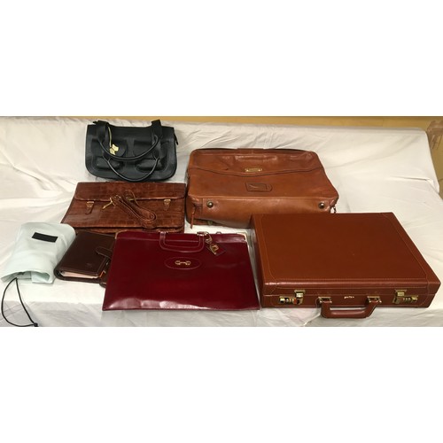 490 - A selection of leather bags, Radley handbag, a leather satchel type bag, Tony Perotti organiser, 3 s... 