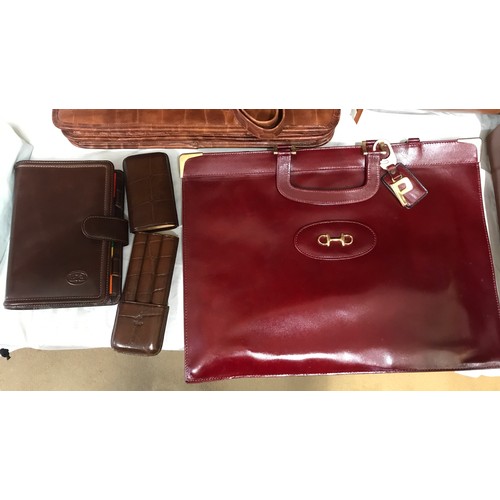 490 - A selection of leather bags, Radley handbag, a leather satchel type bag, Tony Perotti organiser, 3 s... 