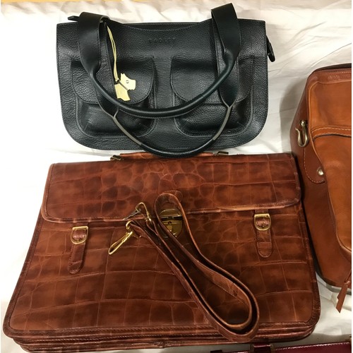 490 - A selection of leather bags, Radley handbag, a leather satchel type bag, Tony Perotti organiser, 3 s... 