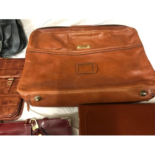 490 - A selection of leather bags, Radley handbag, a leather satchel type bag, Tony Perotti organiser, 3 s... 