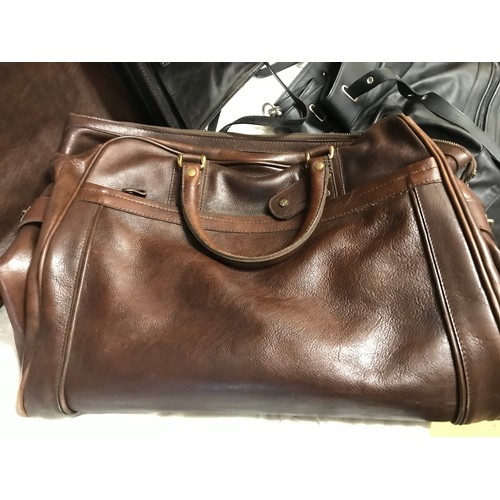 491 - Leather bags selection, Boscha brown holdall, brown handbag, black holdall, black satchel type bag, ... 