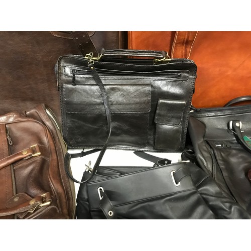 491 - Leather bags selection, Boscha brown holdall, brown handbag, black holdall, black satchel type bag, ... 