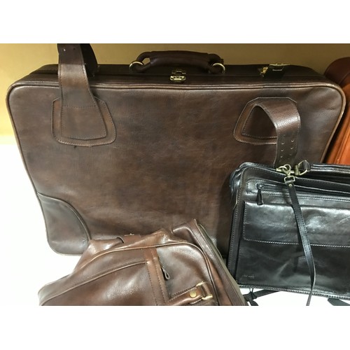 491 - Leather bags selection, Boscha brown holdall, brown handbag, black holdall, black satchel type bag, ... 