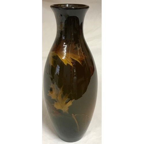 299 - American Rookwood Vase with a brown glaze depicting leaves, 30cms high.