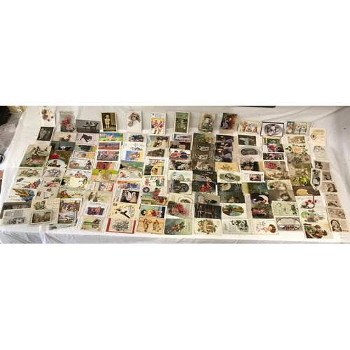 860 - Postcard collection, 129 assorted, humorous seaside, verse and greetings cards. 6 mini postcards, so... 