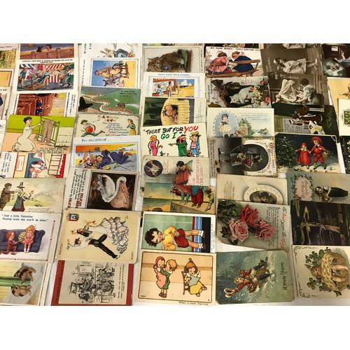 860 - Postcard collection, 129 assorted, humorous seaside, verse and greetings cards. 6 mini postcards, so... 