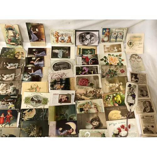 860 - Postcard collection, 129 assorted, humorous seaside, verse and greetings cards. 6 mini postcards, so... 