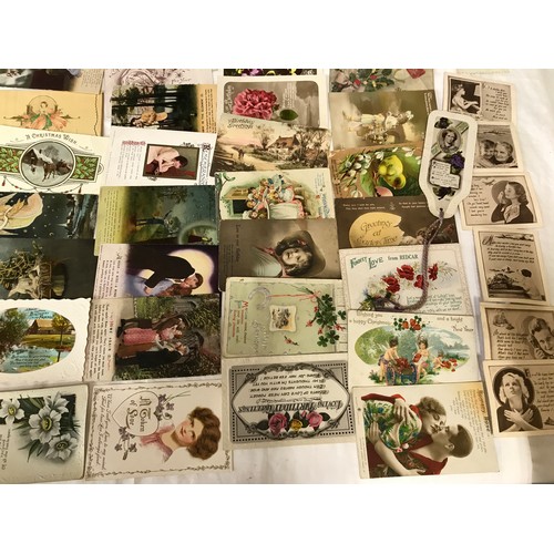 860 - Postcard collection, 129 assorted, humorous seaside, verse and greetings cards. 6 mini postcards, so... 