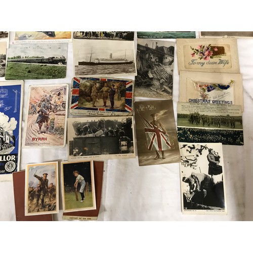 861 - Postcards and Railway ephemera, Transport postcards, trains, aircraft and shipping. WW I postcards 2... 