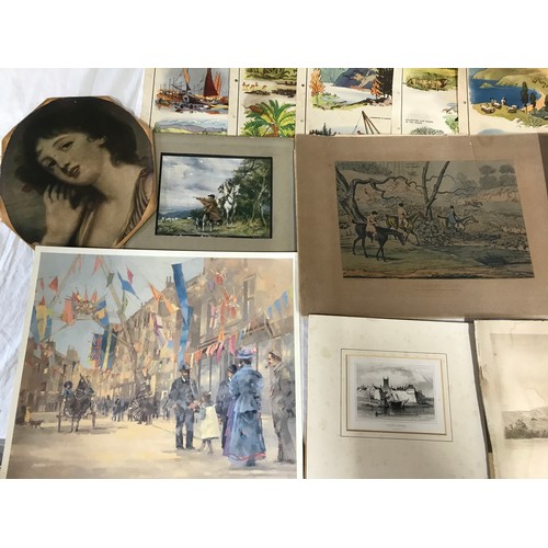 864 - Selection of unframed prints, various subjects. Cries of London, The Sailors Dream, humorous cricket... 