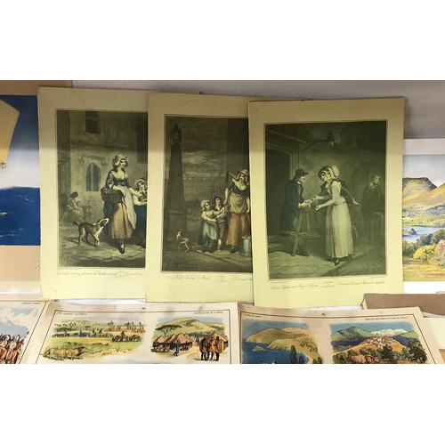 864 - Selection of unframed prints, various subjects. Cries of London, The Sailors Dream, humorous cricket... 