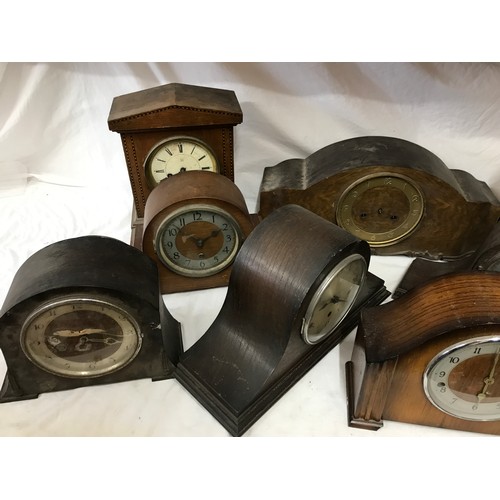 819 - Collection of 9 mantel clocks. Repairs/spares.