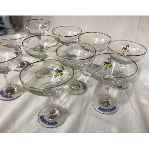 302 - A collection of 10 Babycham glasses. 11cm h.