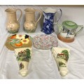 A ceramic selection to include: pair Royal Winton wall vases, pair of Melba Springtime jugs 21cm, Cr... 