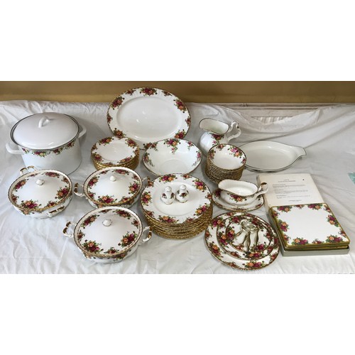 67 - Royal Albert Old Country Roses dinner ware to include: 3 x tureens 30cm, meat plate 38cm, 12 x dinne... 