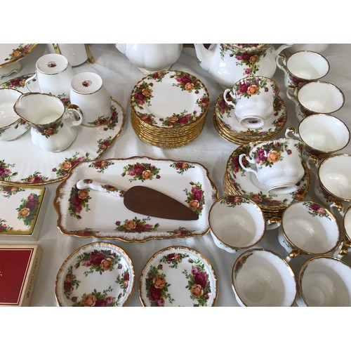 68 - A Royal Albert Old Country Roses bone china part tea and coffee service to include: cafetiere 25cm h... 