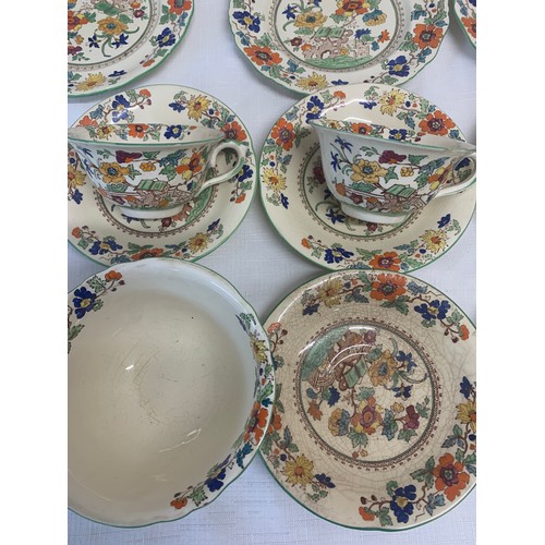 69 - Part Masons tea service to include ups, 5 saucers, 4 plates, milk jug and sugar bowl.