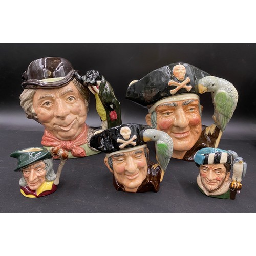 75 - A collection of 13 Royal Doulton toby jugs, 4 x large to include Long John Silver D6335, 18cm h, The... 